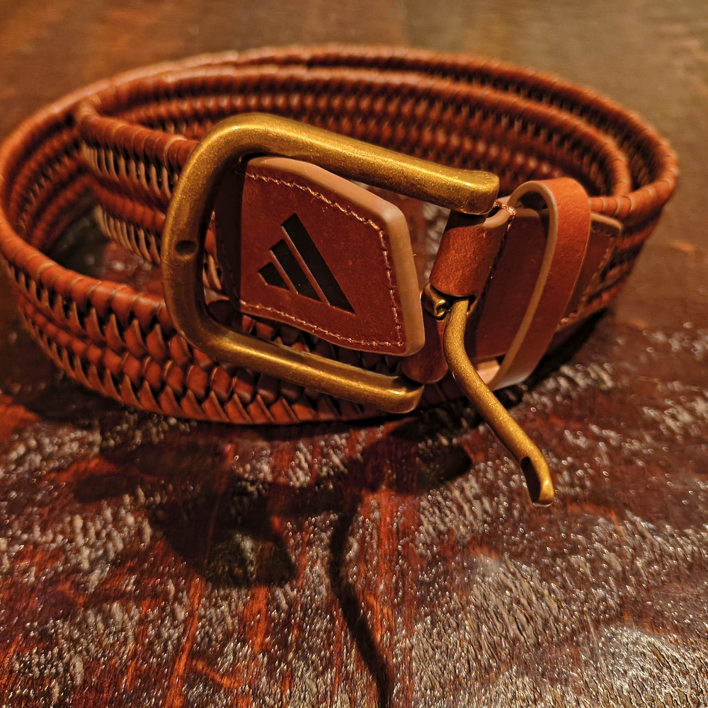 Adidas Cognac Leather Braided Men's Belt M/L